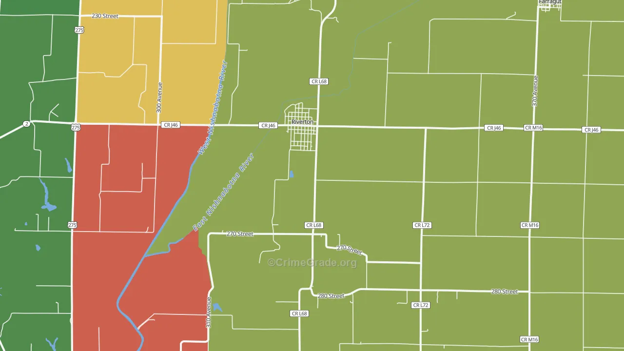 Riverton, IA Map of Assault Rates