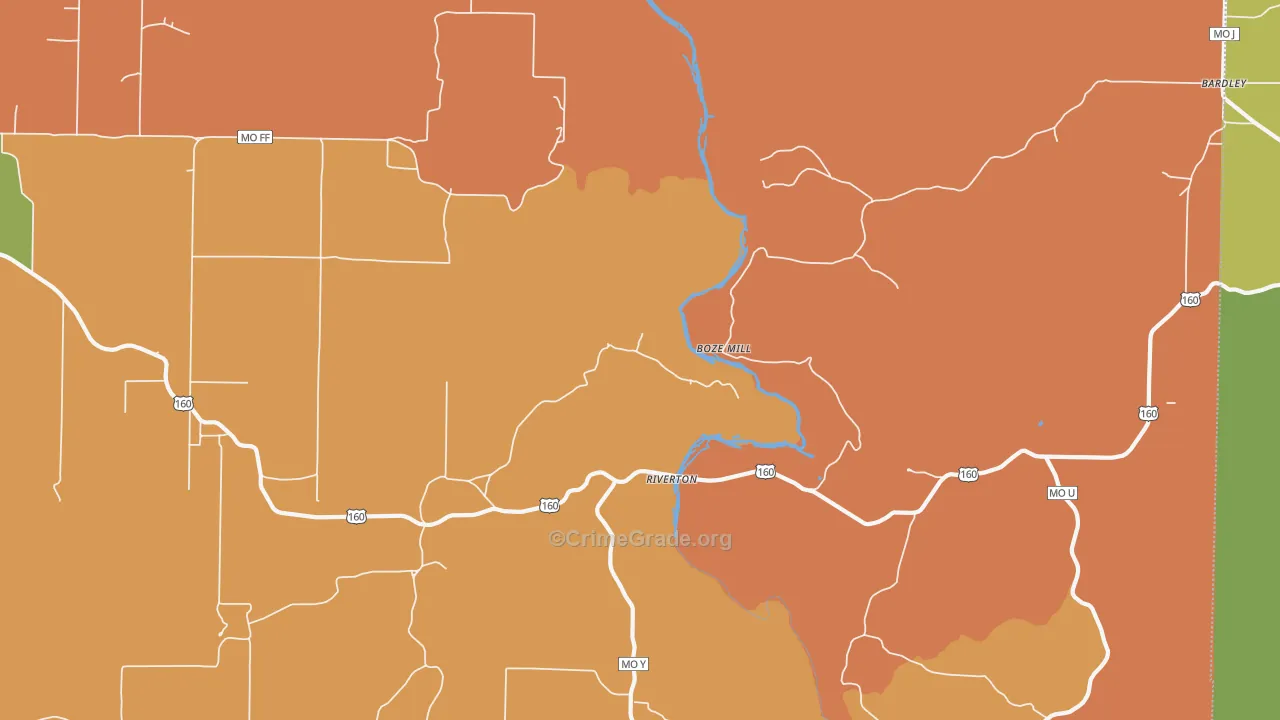 Riverton, MO Map of Assault Rates