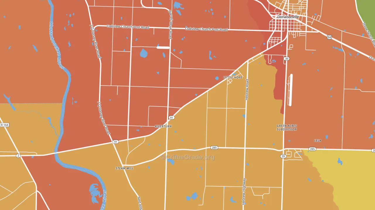 Riverturn, GA Map of Assault Rates