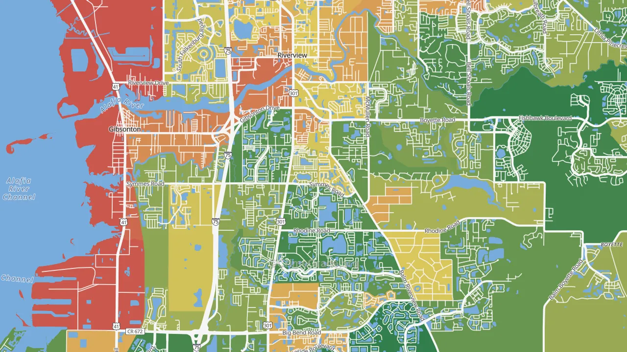 Riverview, FL Map of Assault Rates