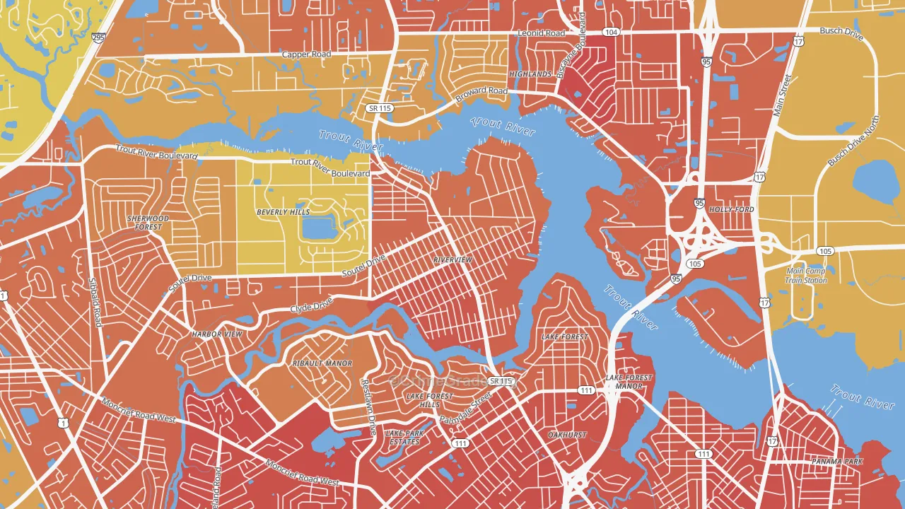 Riverview, Jacksonville, FL Map of Assault Rates