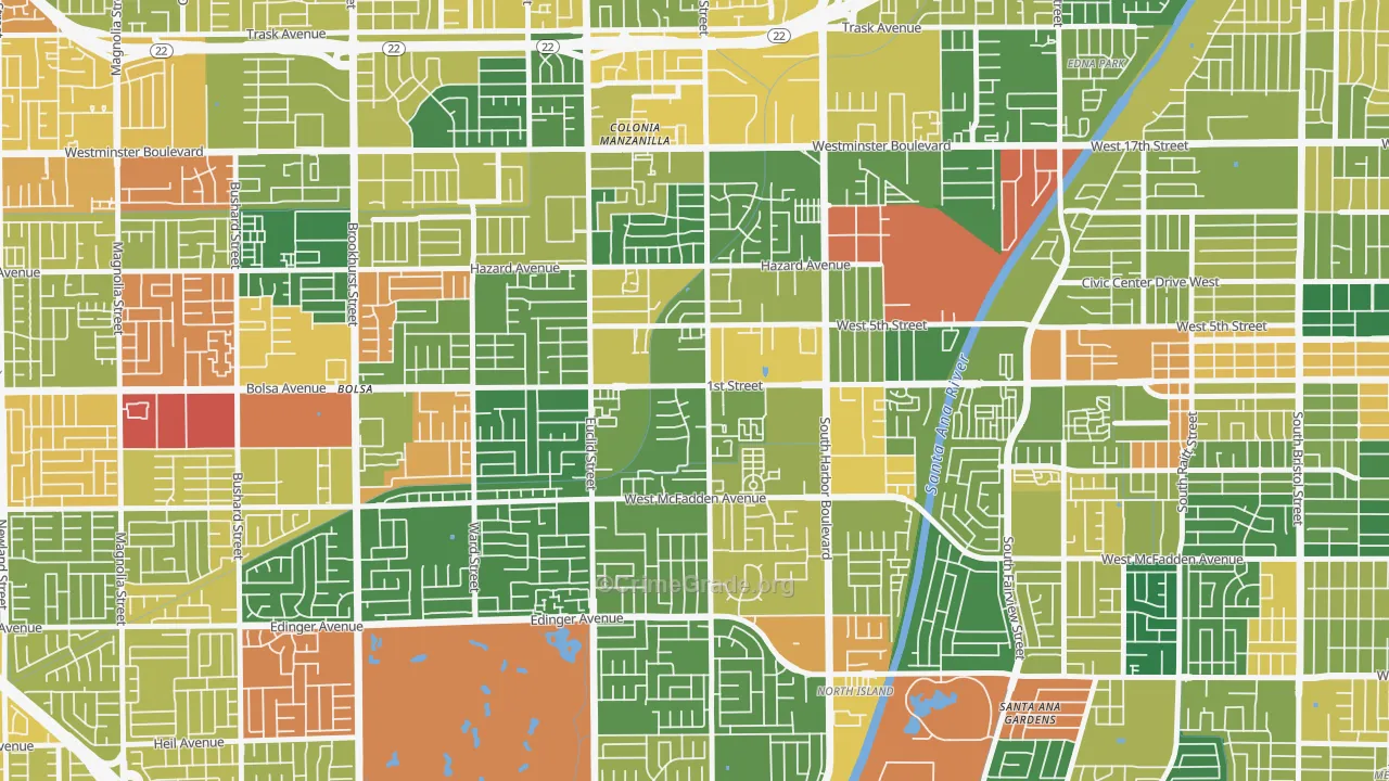 Riverview West, Santa Ana, CA Map of Assault Rates