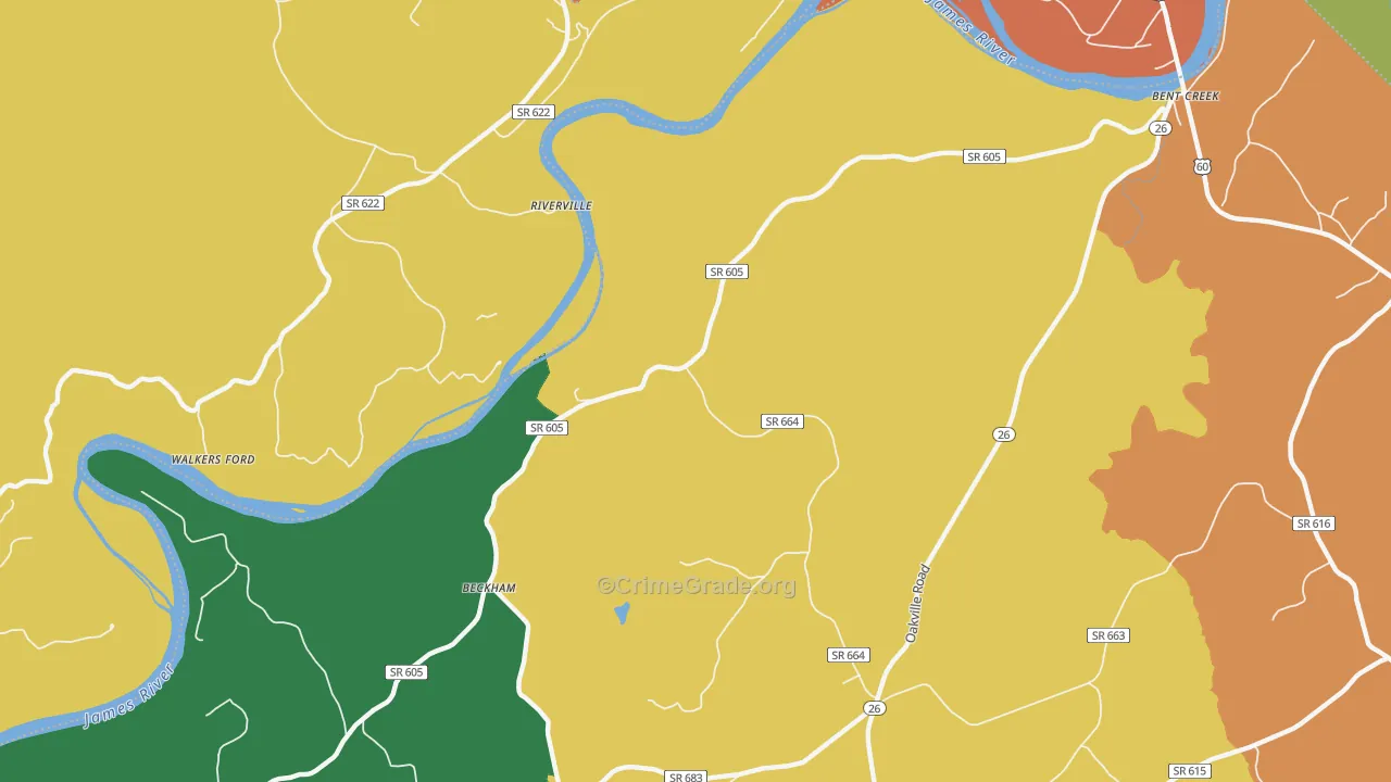 Riverville, VA Map of Assault Rates