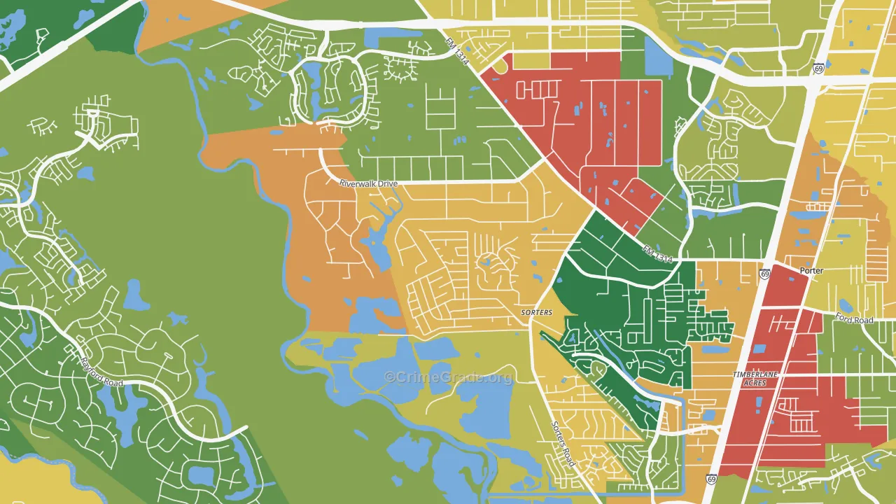 Riverwalk, Porter, TX Map of Assault Rates