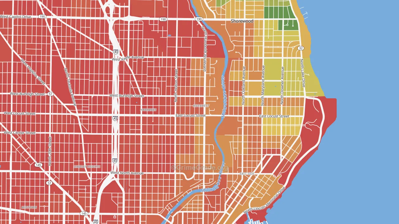 Riverwest, Milwaukee, WI Map of Assault Rates