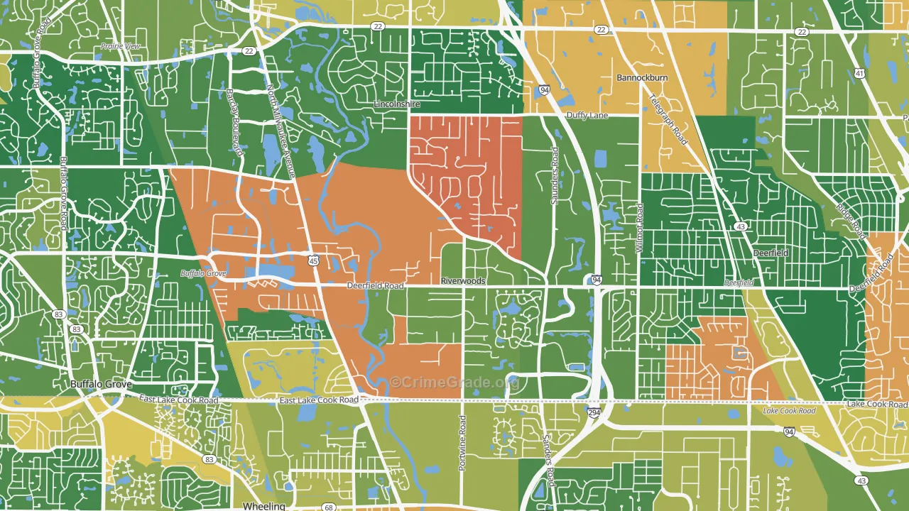 Riverwoods, IL Map of Assault Rates
