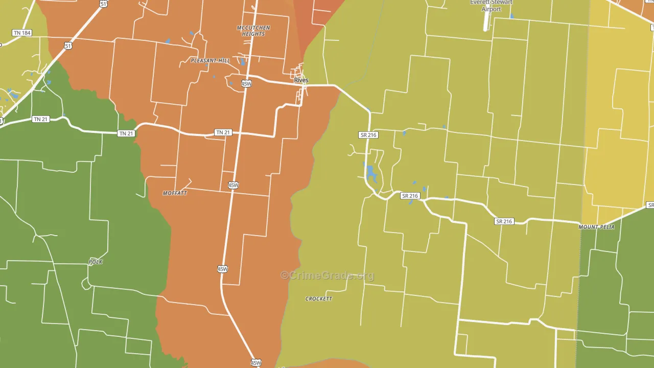 Rives, TN Map of Assault Rates
