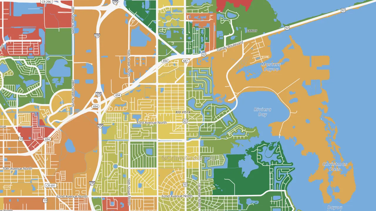 Riviera Bay, St. Petersburg, FL Map of Assault Rates
