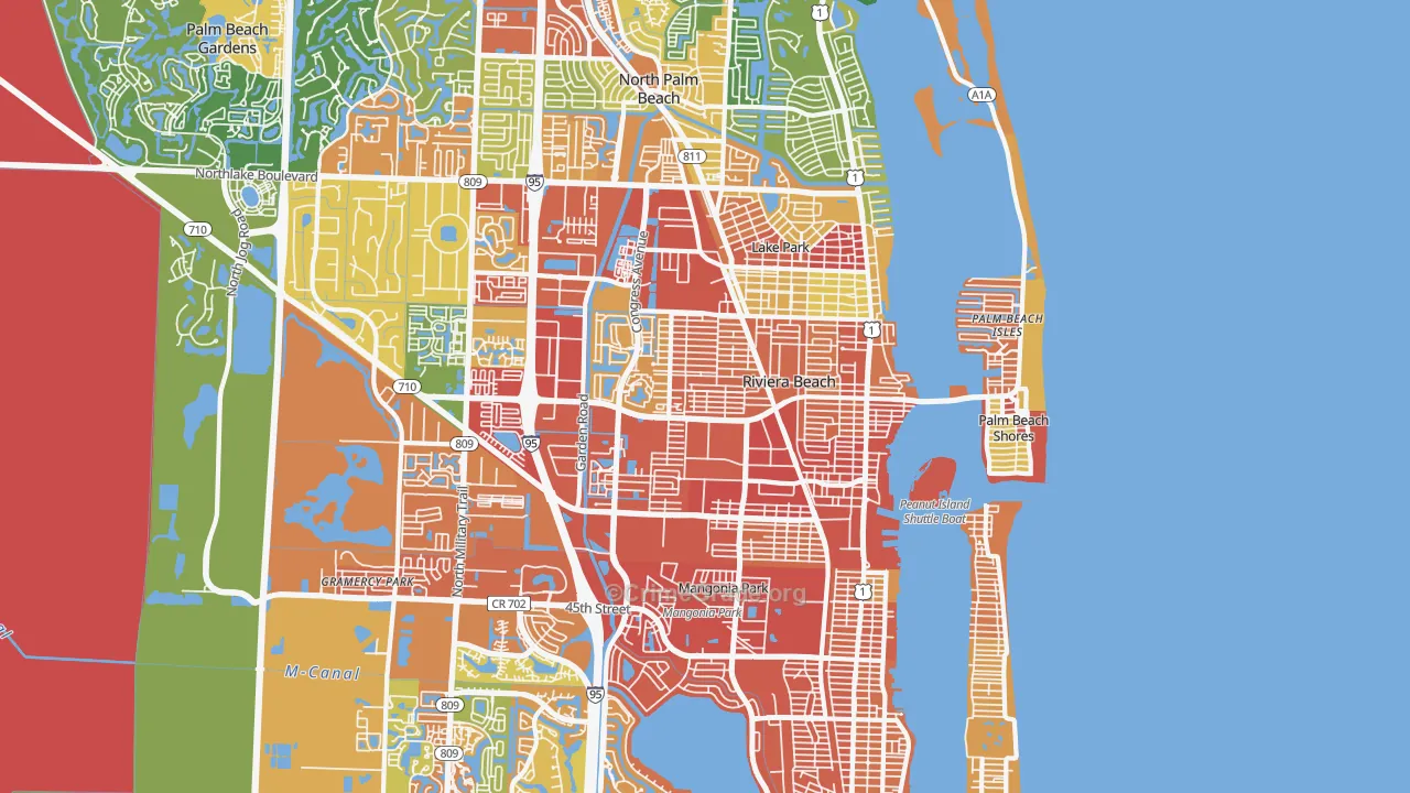 Riviera Beach, FL Map of Assault Rates