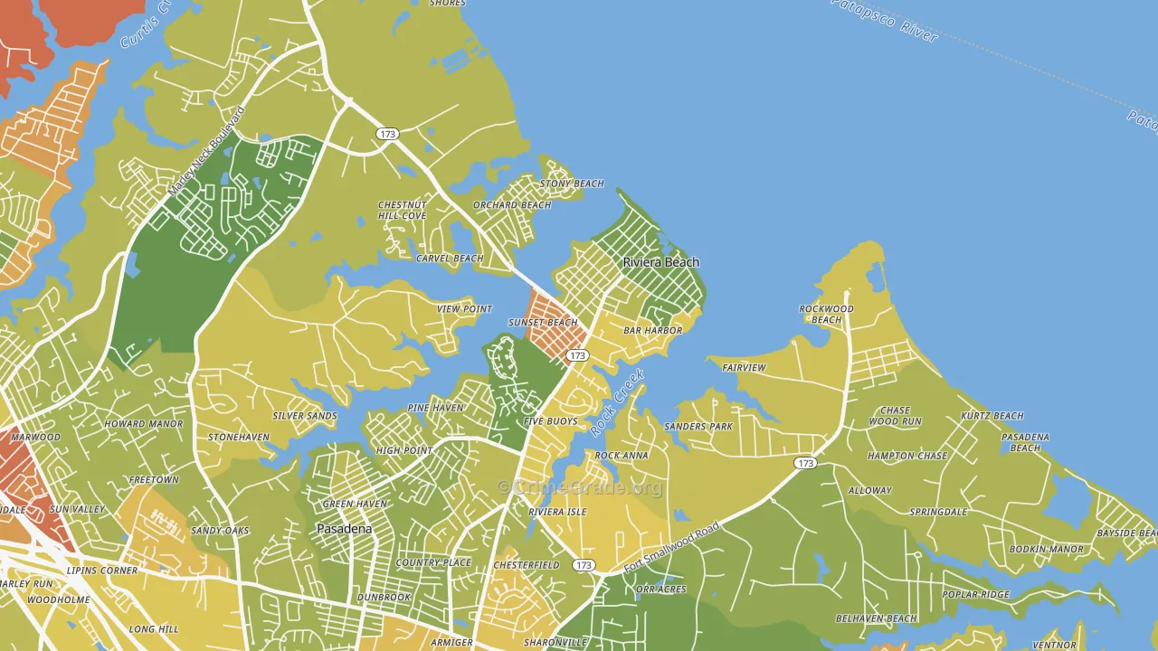 Riviera Beach, MD Map of Assault Rates