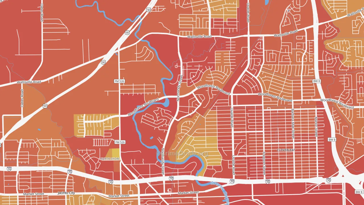 Riviera East, Houston, TX Map of Assault Rates