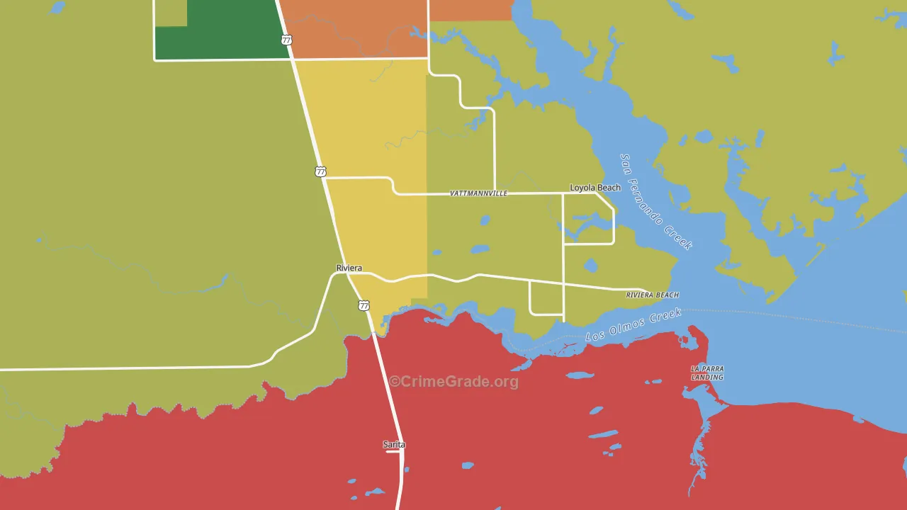 Riviera, TX Map of Assault Rates