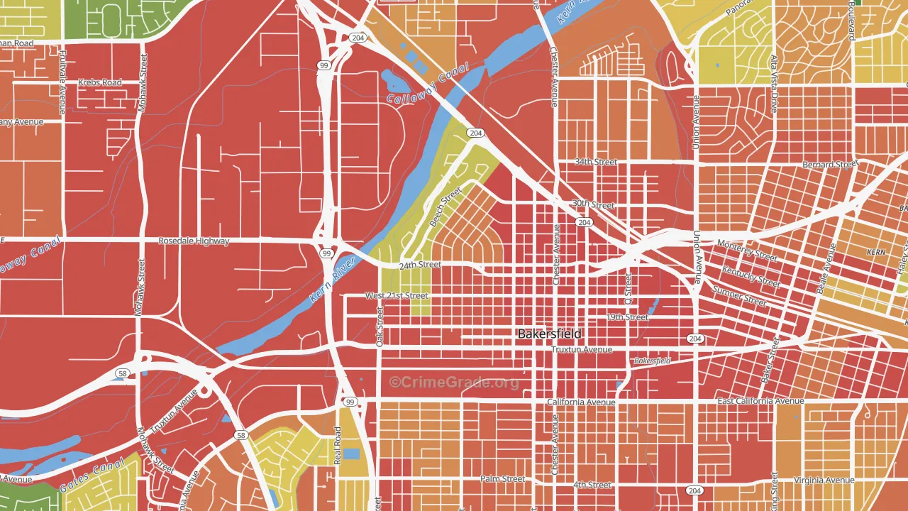 Riviera-Westchester, Bakersfield, CA Map of Assault Rates
