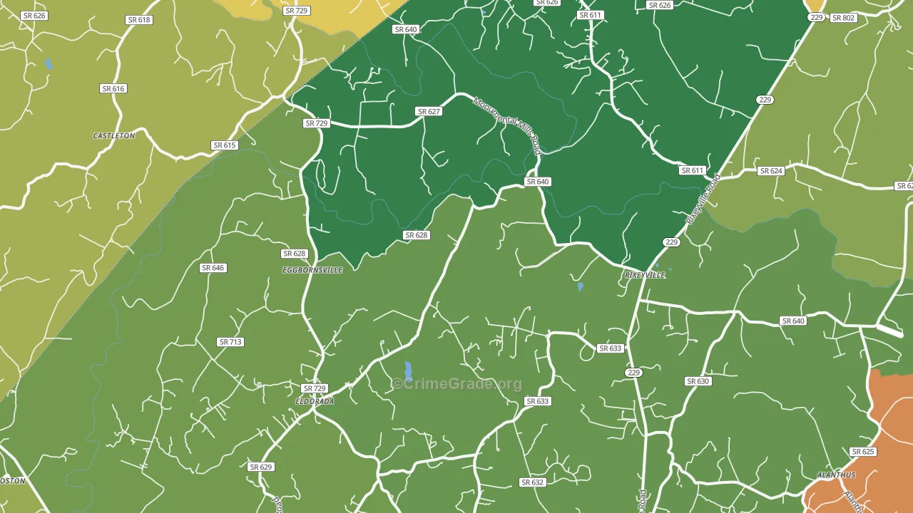 Rixeyville, VA Map of Assault Rates