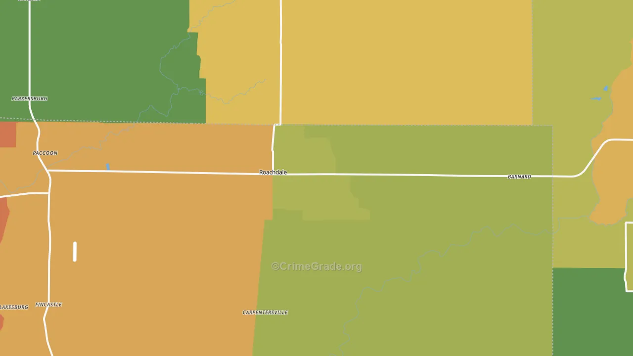 Roachdale, IN Map of Assault Rates
