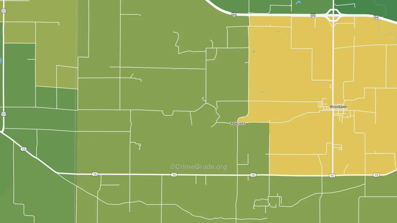 Roaches, IL Map of Assault Rates