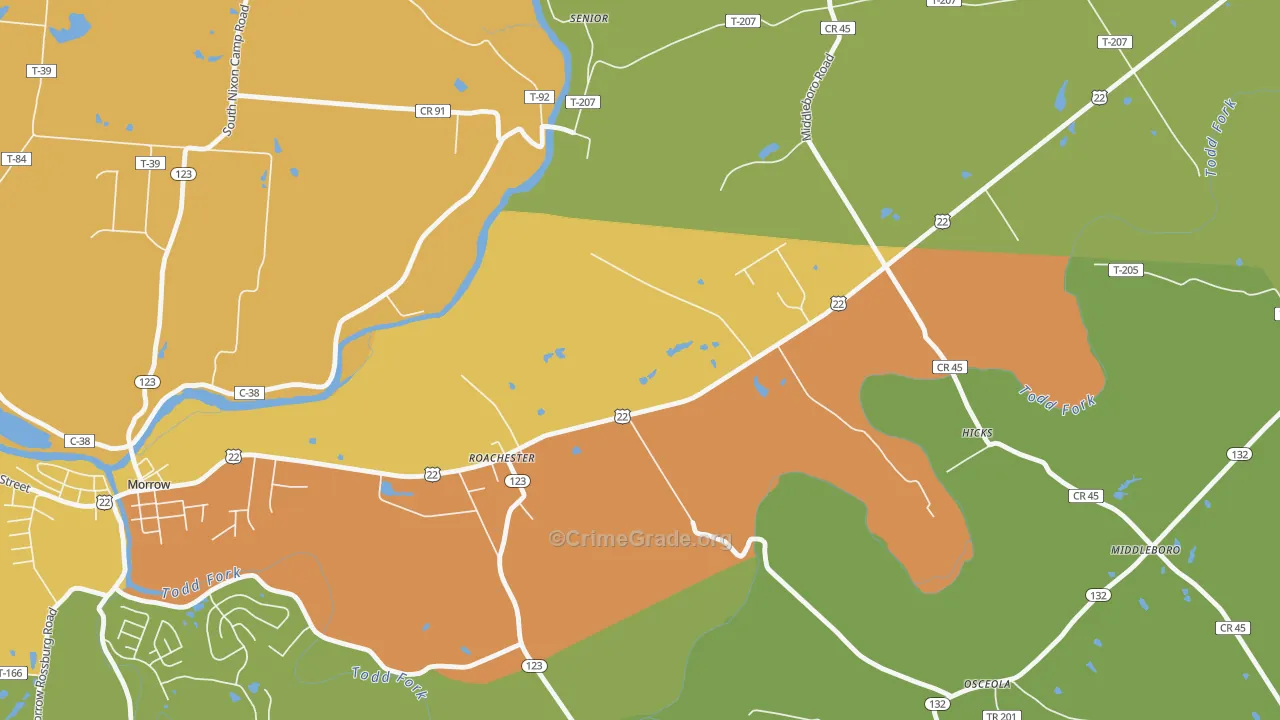 Roachester, OH Map of Assault Rates
