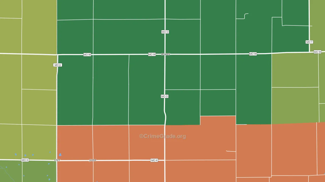 Roads, MO Map of Assault Rates
