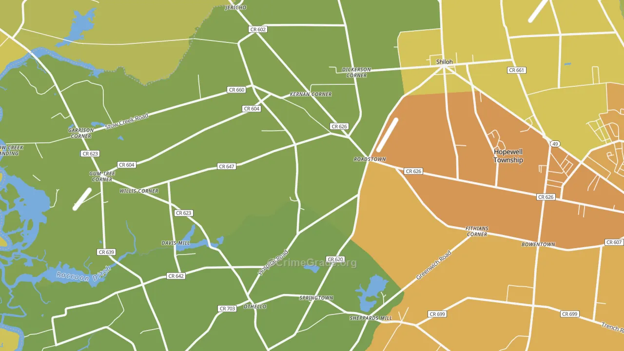 Roadstown, NJ Map of Assault Rates