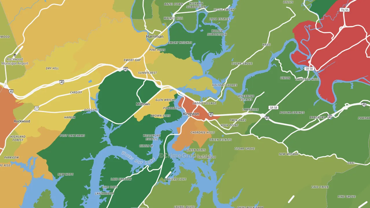Roane County, TN Map of Assault Rates