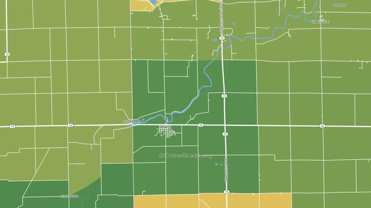 Roann, IN Map of Assault Rates