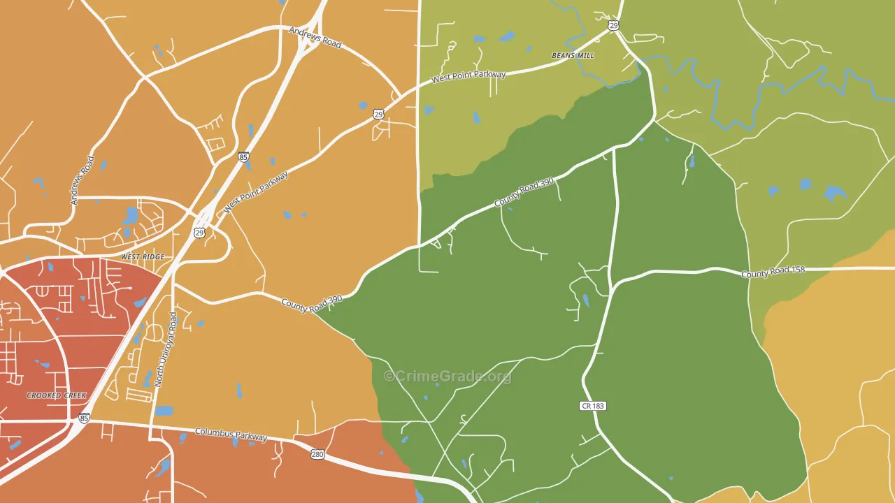Roanoke Junction, AL Map of Assault Rates