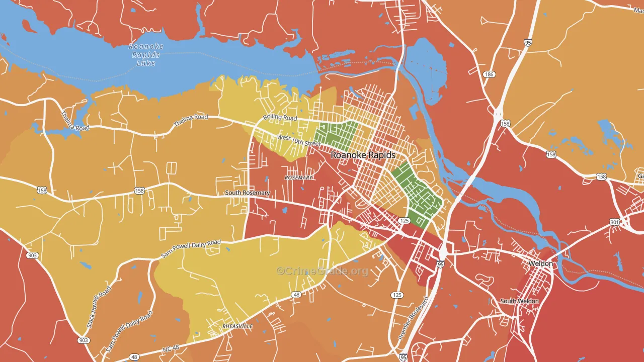 Roanoke Rapids, NC Map of Assault Rates