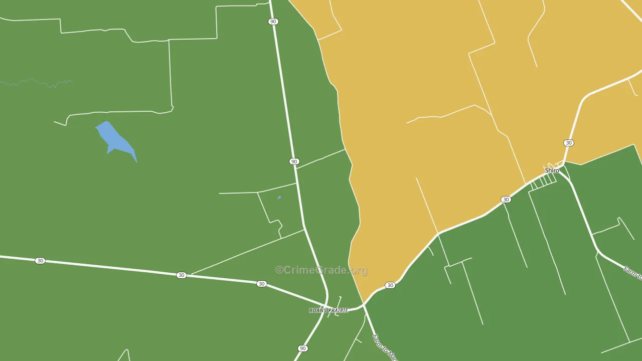 Roans Prairie, TX Map of Assault Rates