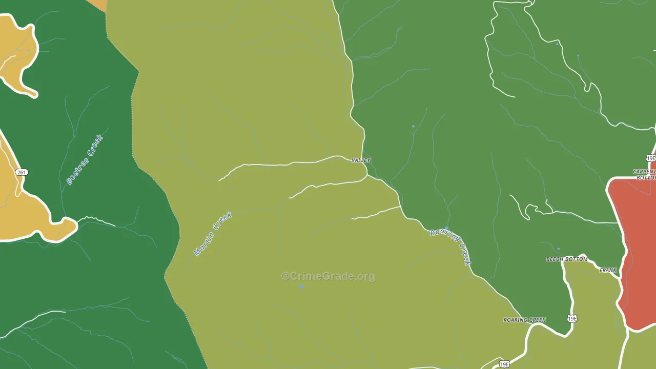 Roaring Creek, NC Map of Assault Rates