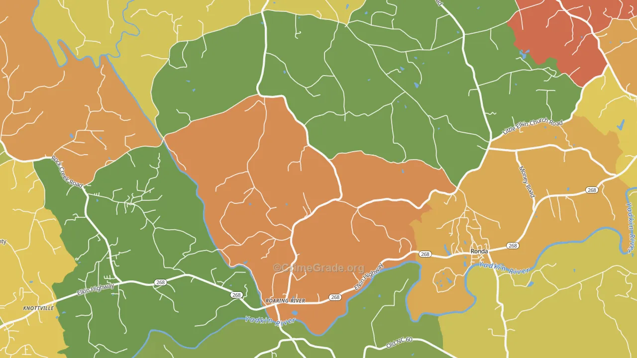 Roaring River, NC Map of Assault Rates