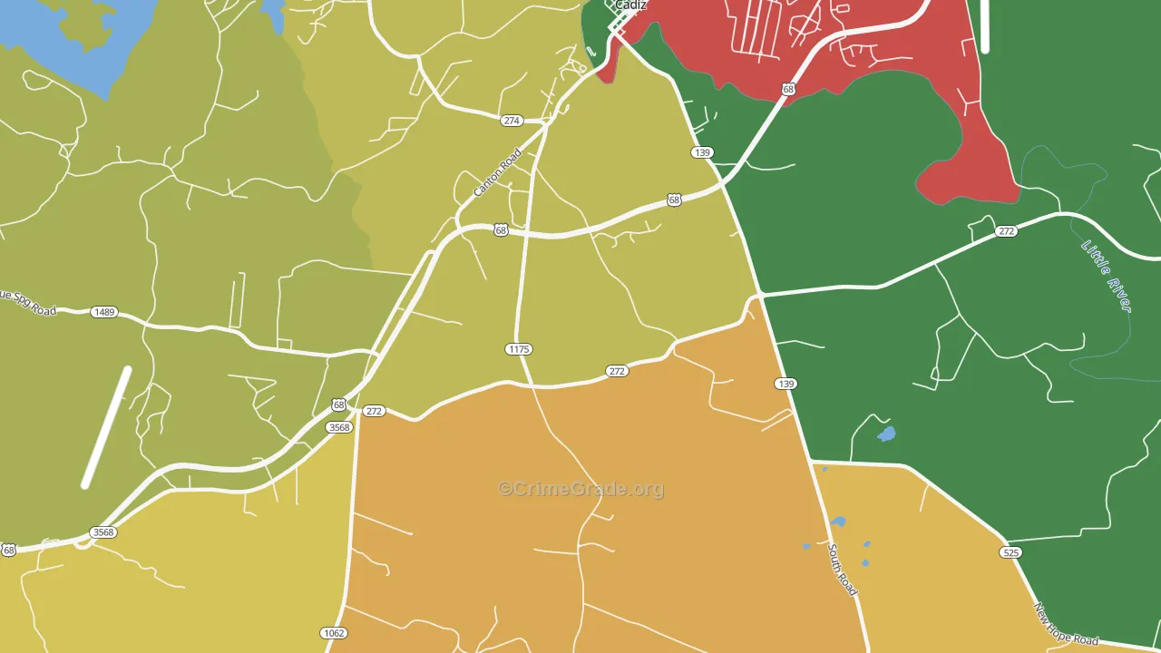 Roaring Spring, KY Map of Assault Rates