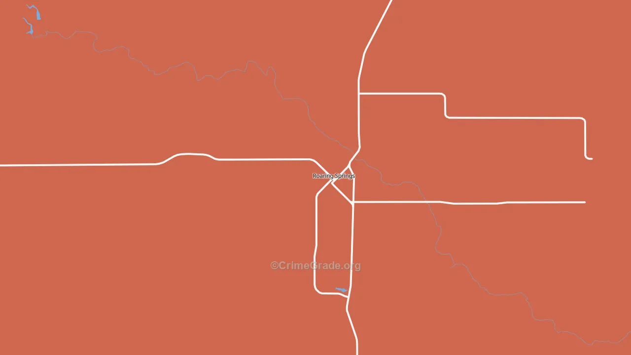 Roaring Springs, TX Map of Assault Rates