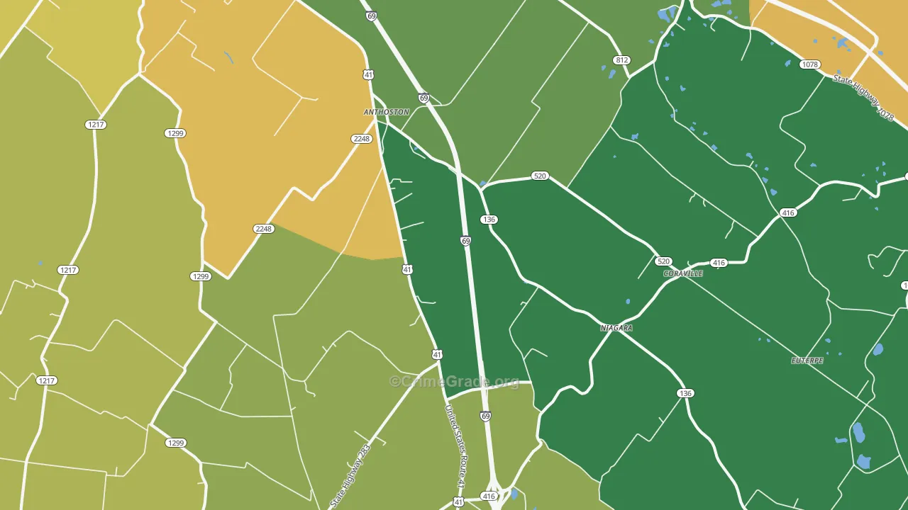 Robards, KY Map of Assault Rates