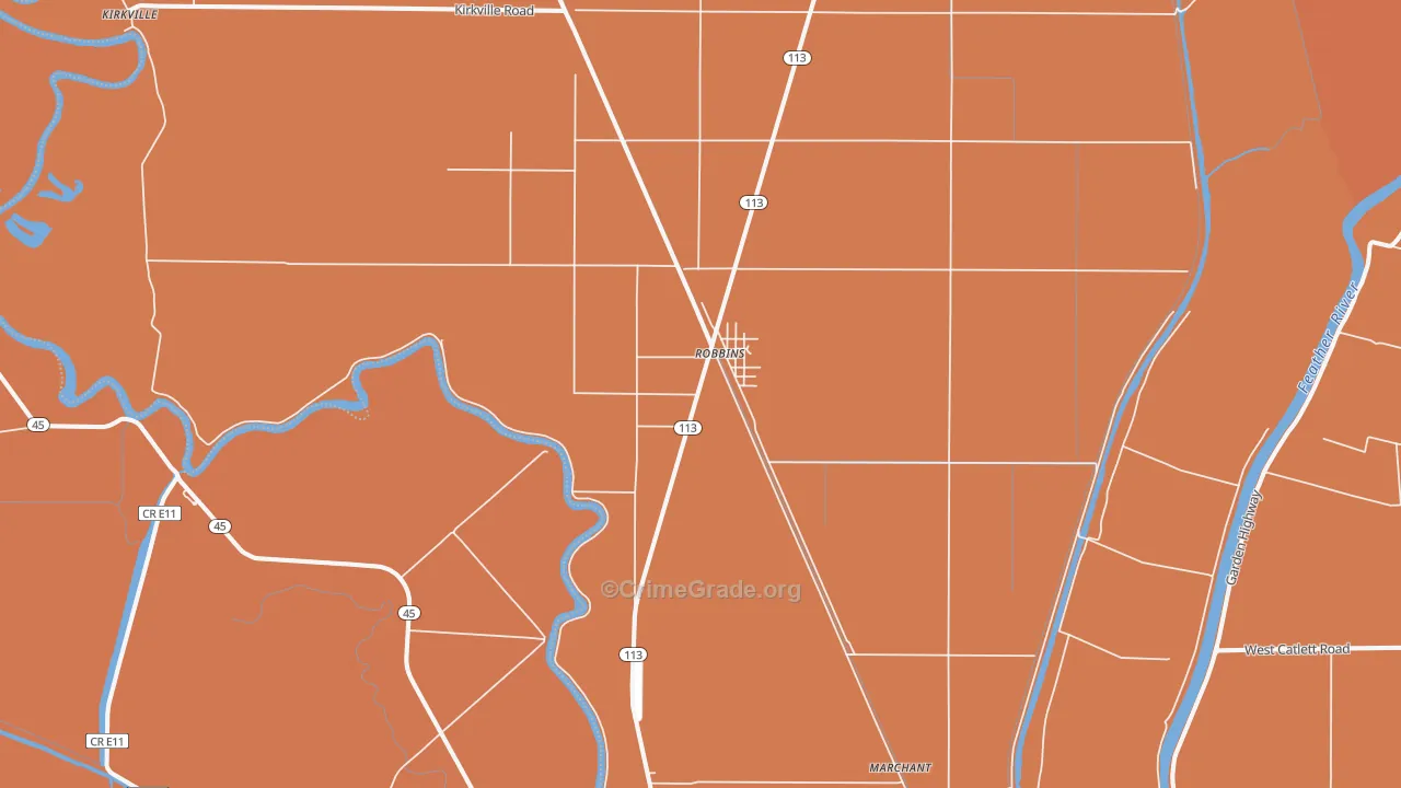 Robbins, CA Map of Assault Rates