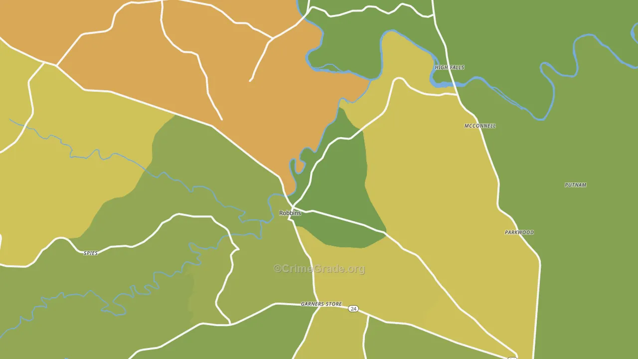 Robbins, NC Map of Assault Rates