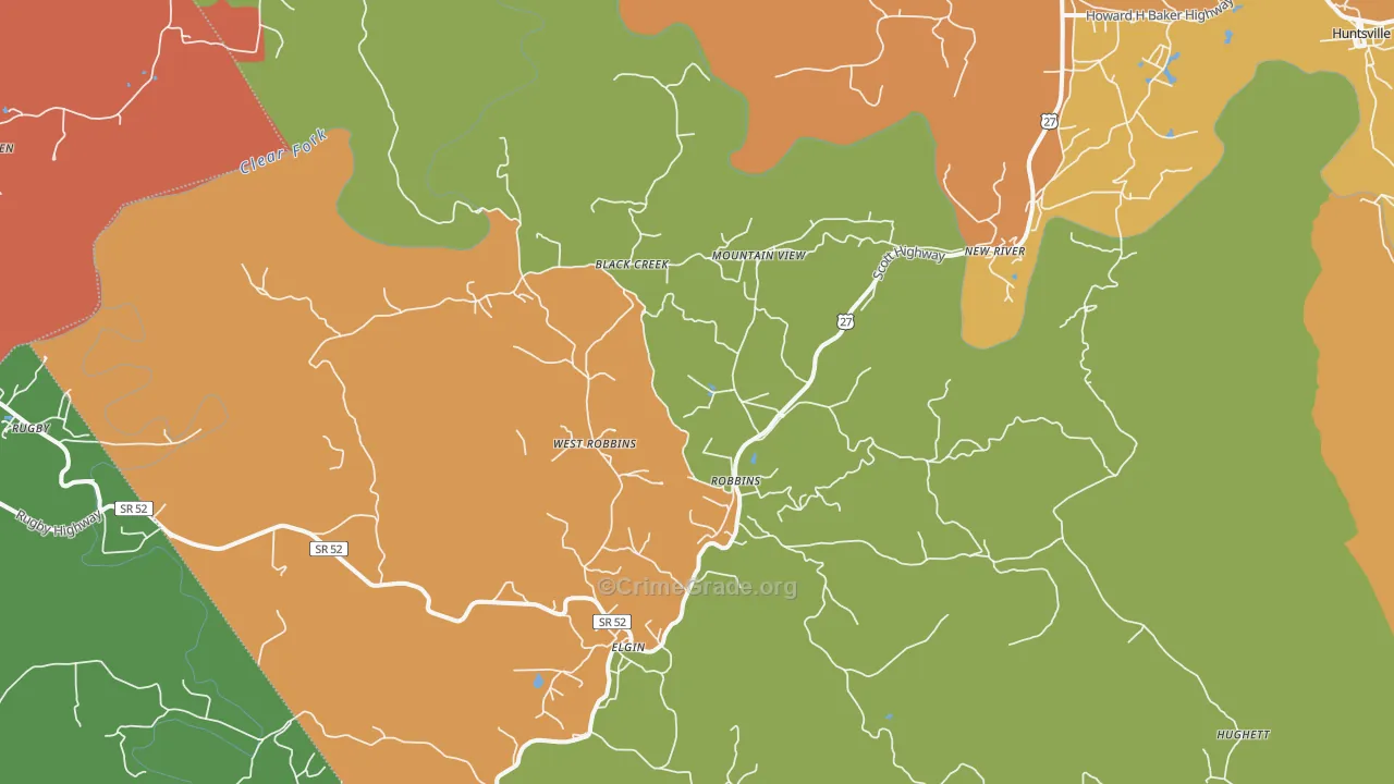 Robbins, TN Map of Assault Rates