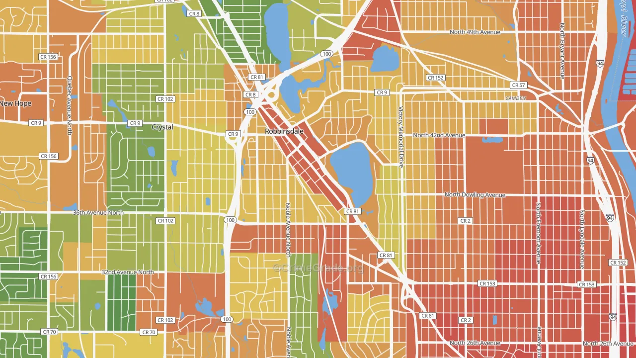 Robbinsdale, MN Map of Assault Rates