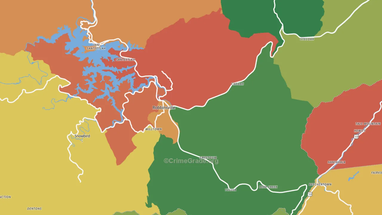 Robbinsville, NC Map of Assault Rates