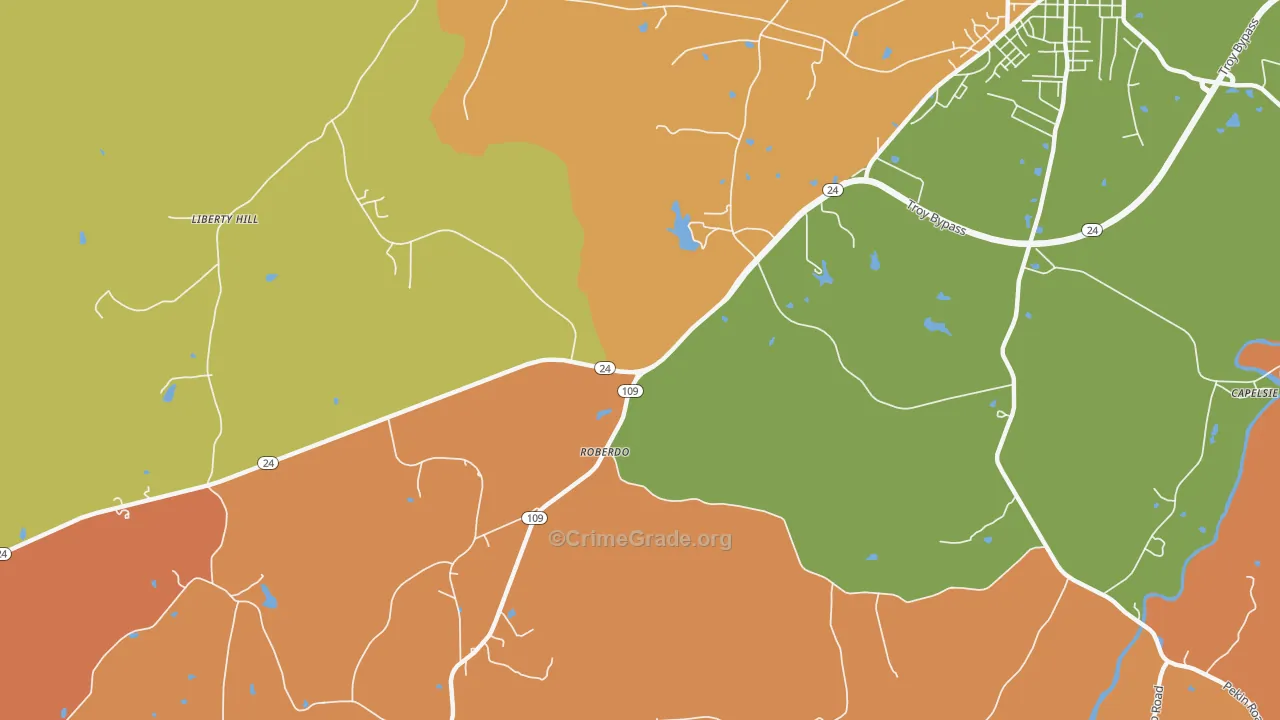 Roberdo, NC Map of Assault Rates