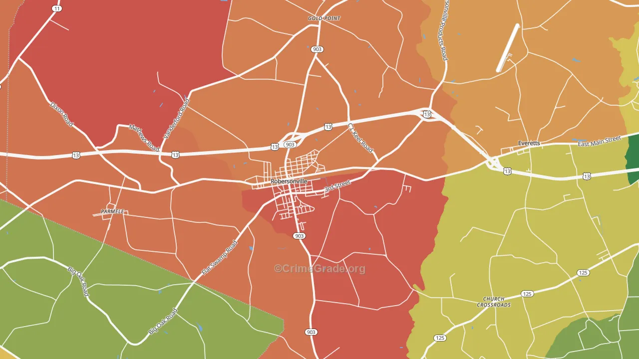 Robersonville, NC Map of Assault Rates