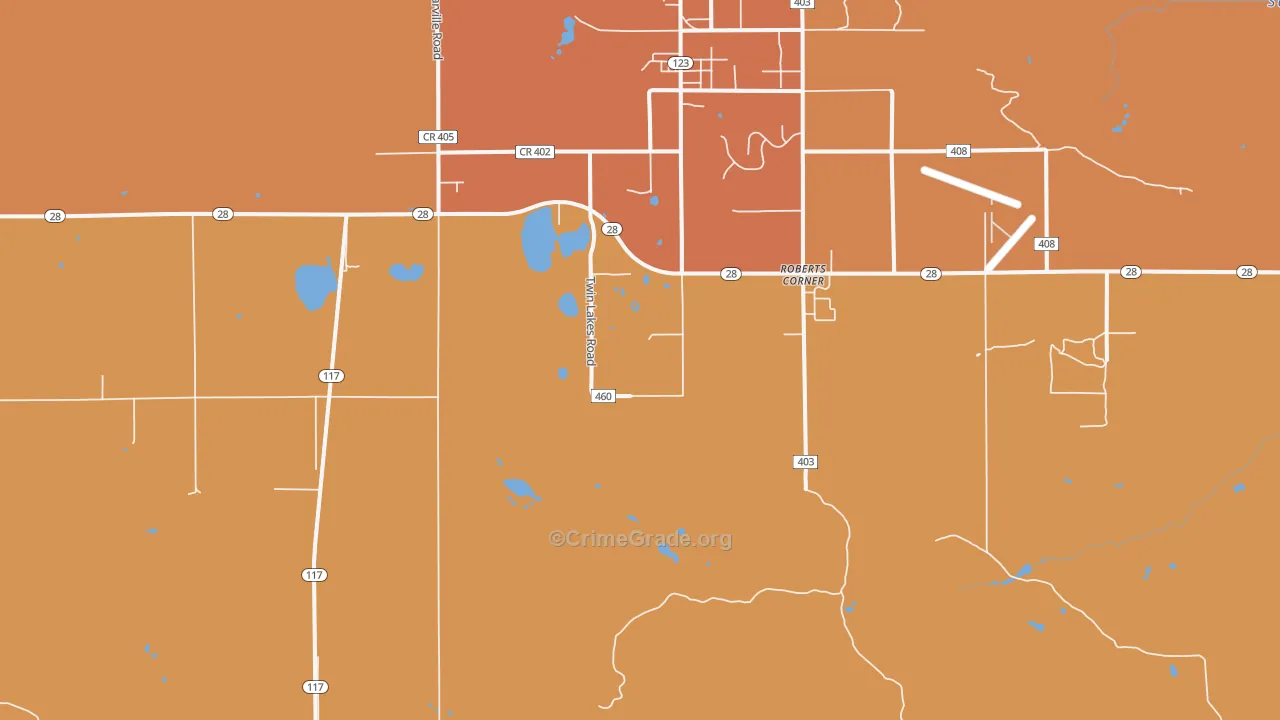 Roberts Corners, MI Map of Assault Rates