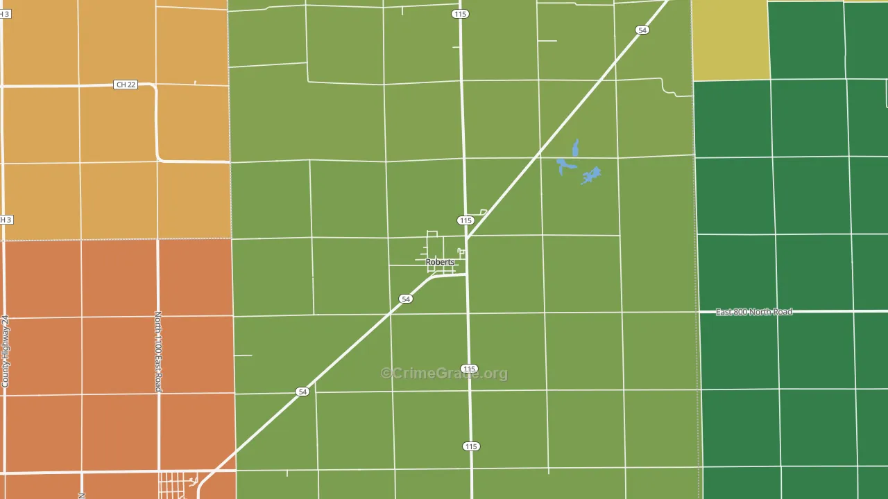 Roberts, IL Map of Assault Rates
