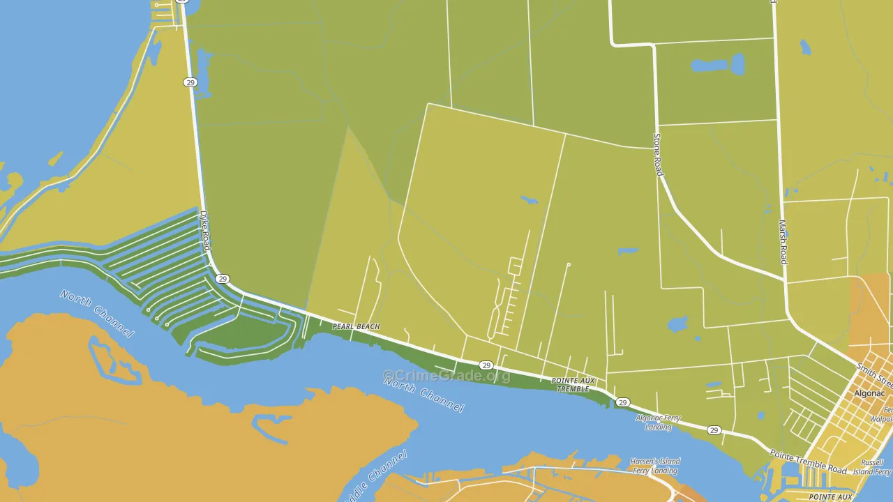 Roberts Landing, MI Map of Assault Rates