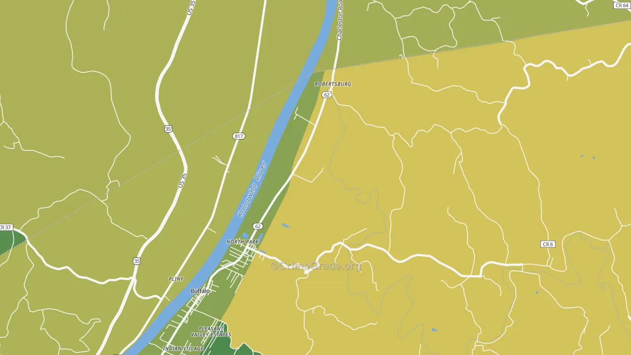 Robertsburg, WV Map of Assault Rates