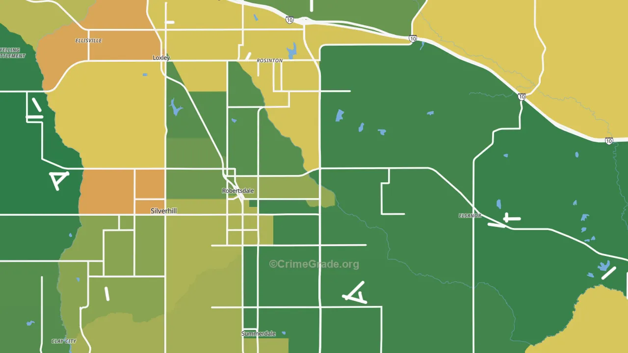 Robertsdale, AL Map of Assault Rates