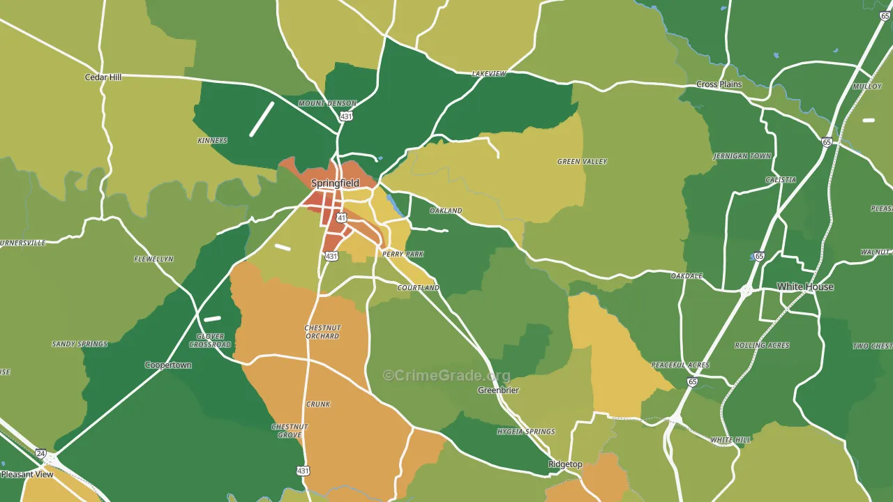 Robertson County, TN Map of Assault Rates