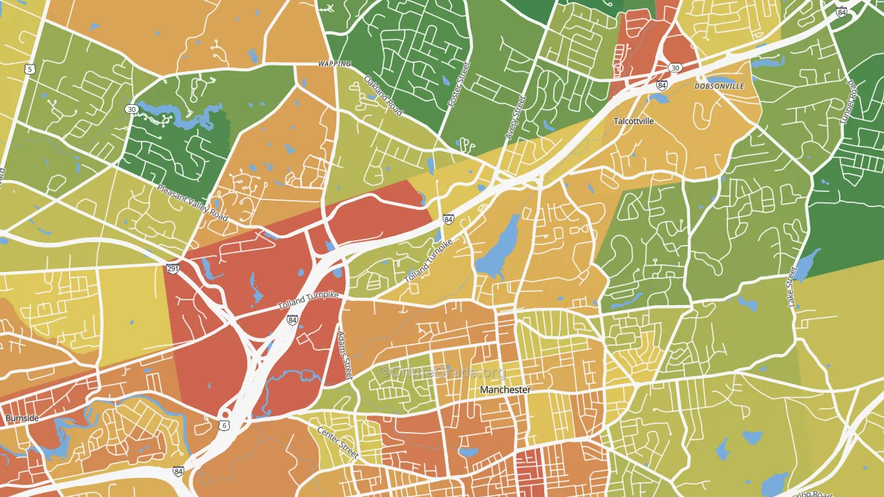 Robertson, Oakland, CT Map of Assault Rates