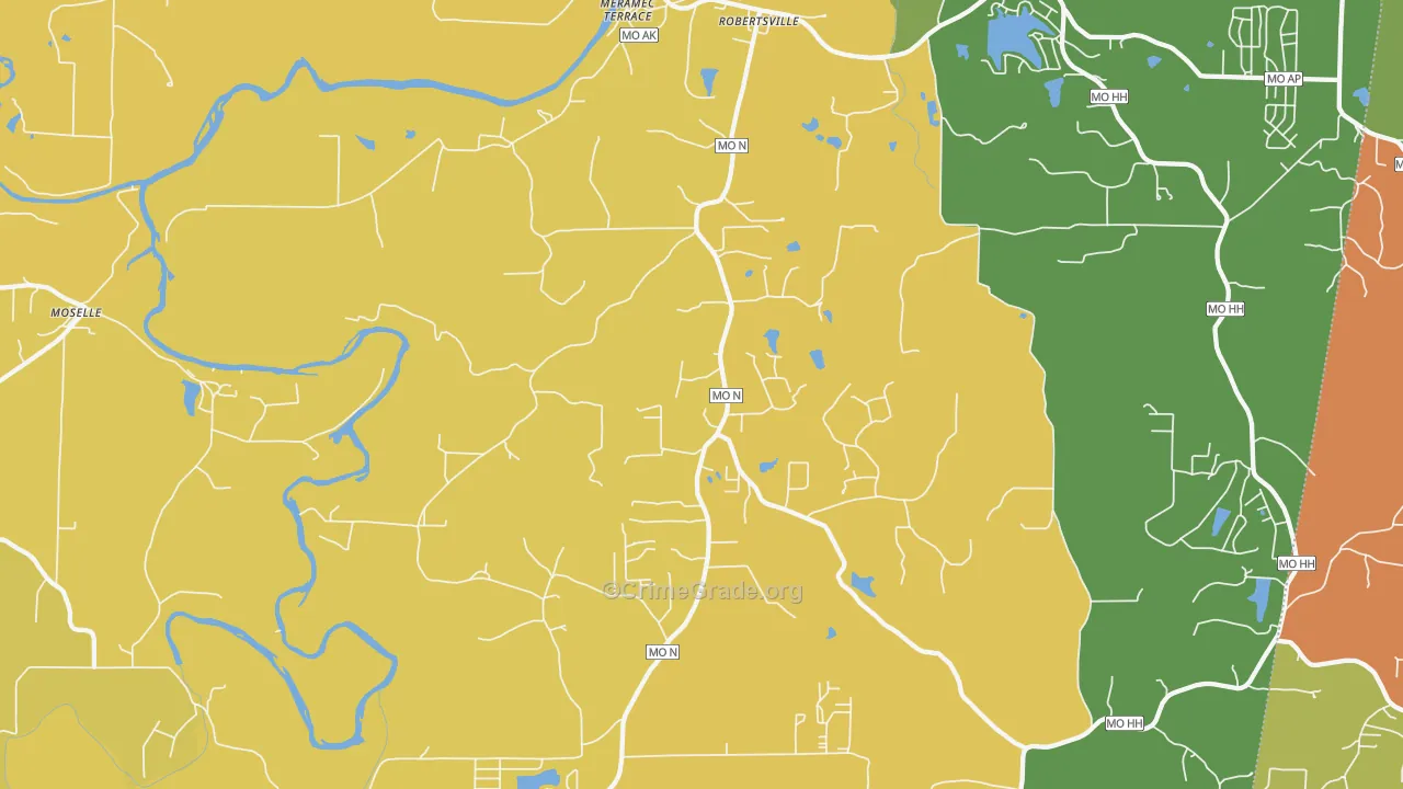 Robertsville, MO Map of Assault Rates