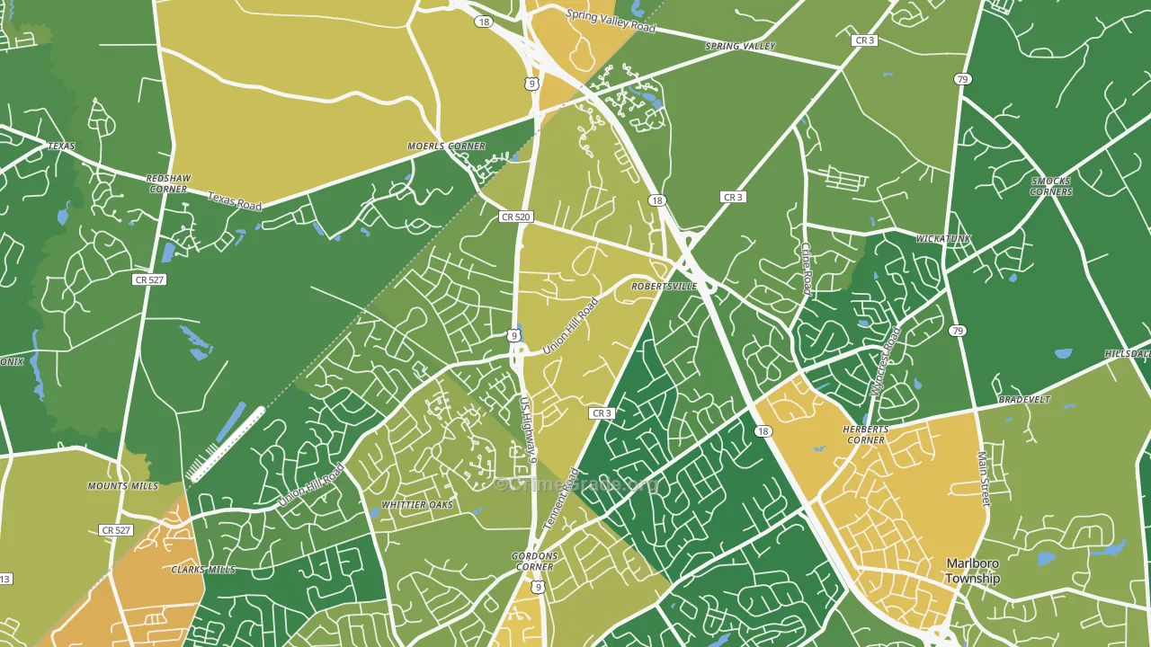 Robertsville, NJ Map of Assault Rates