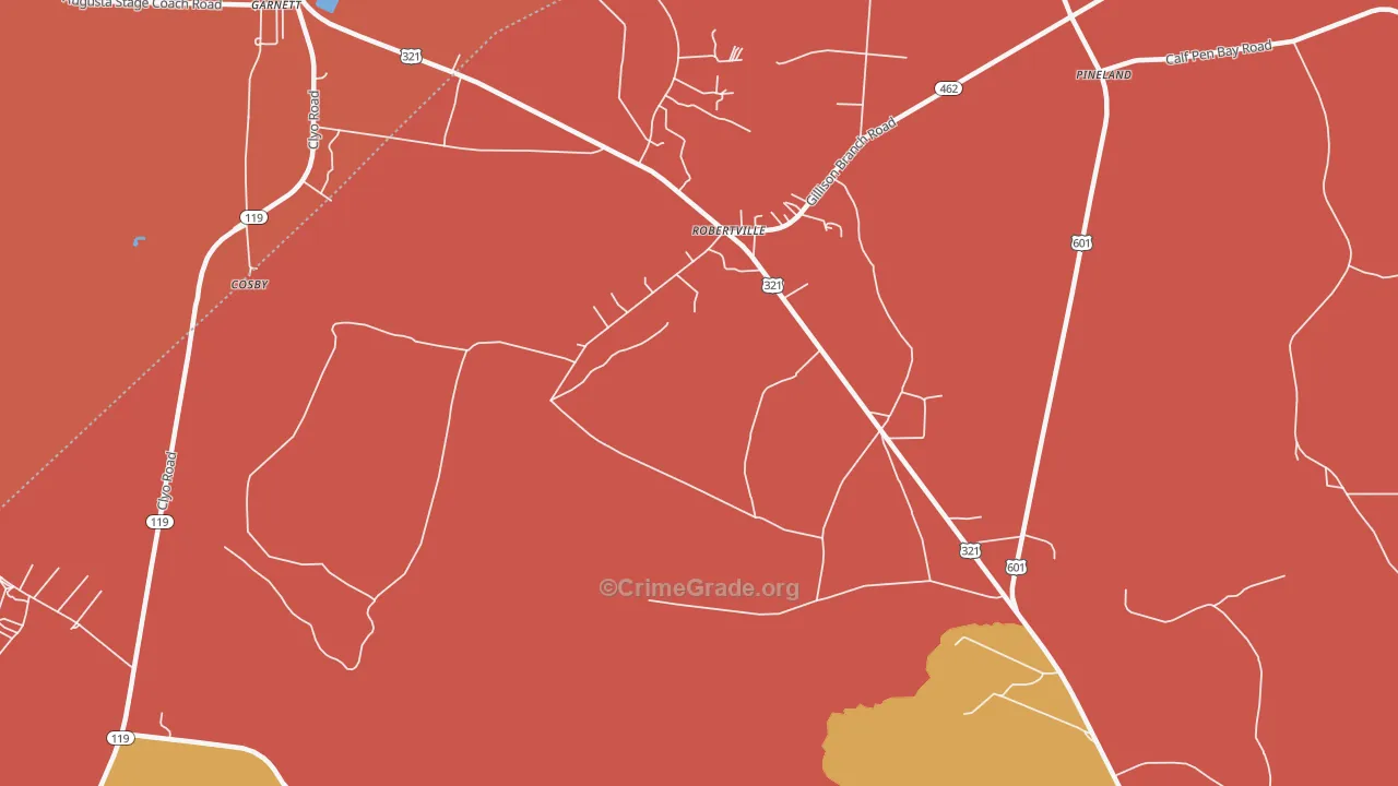 Robertville, SC Map of Assault Rates